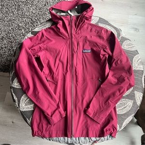 Patagonia Women Stretch Rainshadow Jacket Size XS Hooded Red Waterproof Light